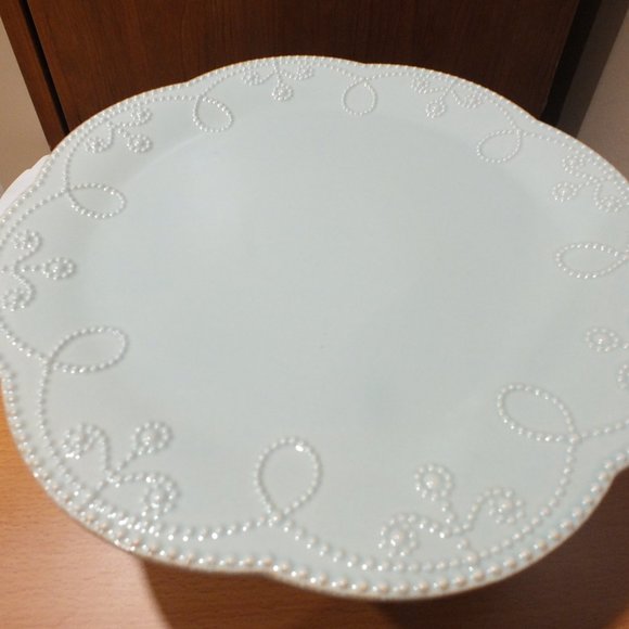 Lenox French Perle Ice Blue Pedestal Cake Plate - Picture 4 of 6
